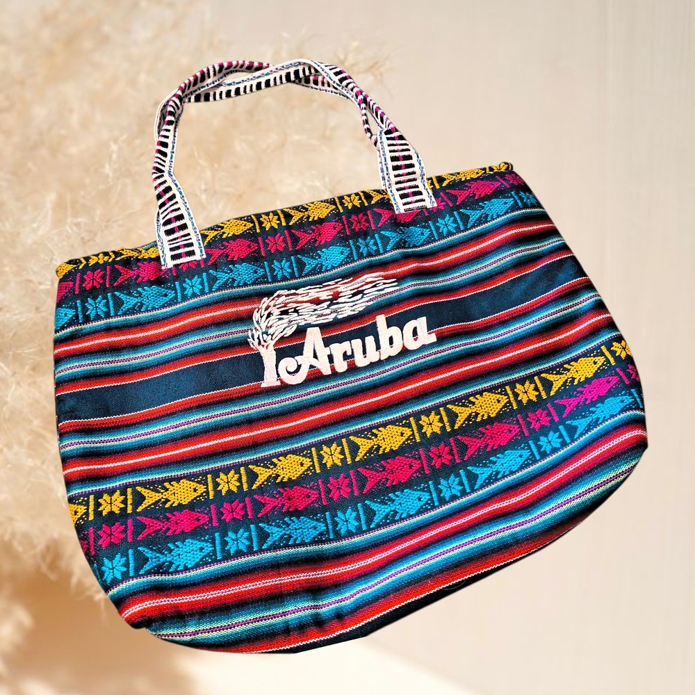 Travel Bag Multicolor Carribean Striped Large Beach Bag